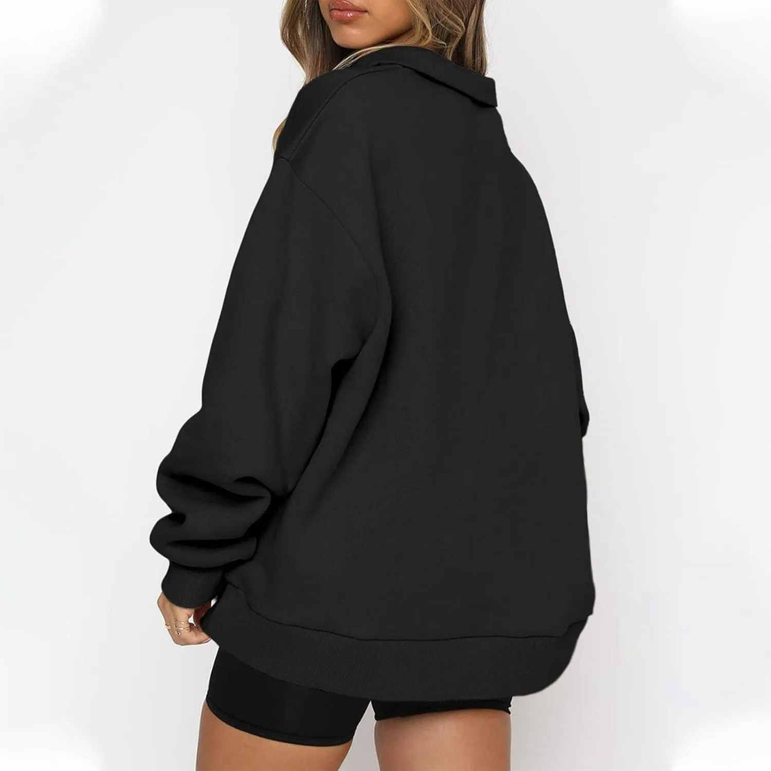 1/4 Zip Pullover Women Drop Shoulder Fleece Oversized Sweatshirt Baggy Comfy Warm Fall Winter Outfits Y2k Streetwear