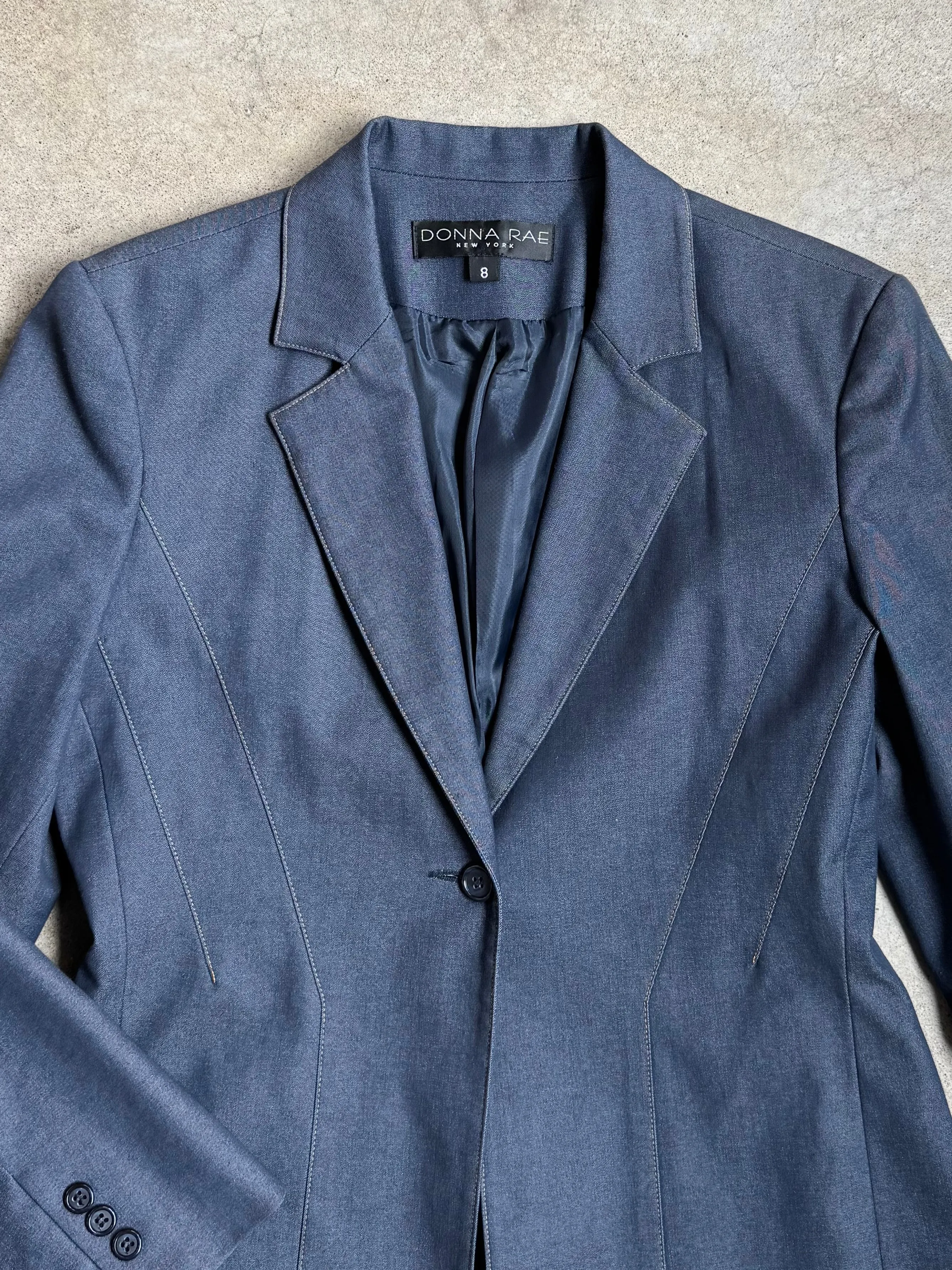 90s Vintage Dark Chambray Tailored Blazer (M)