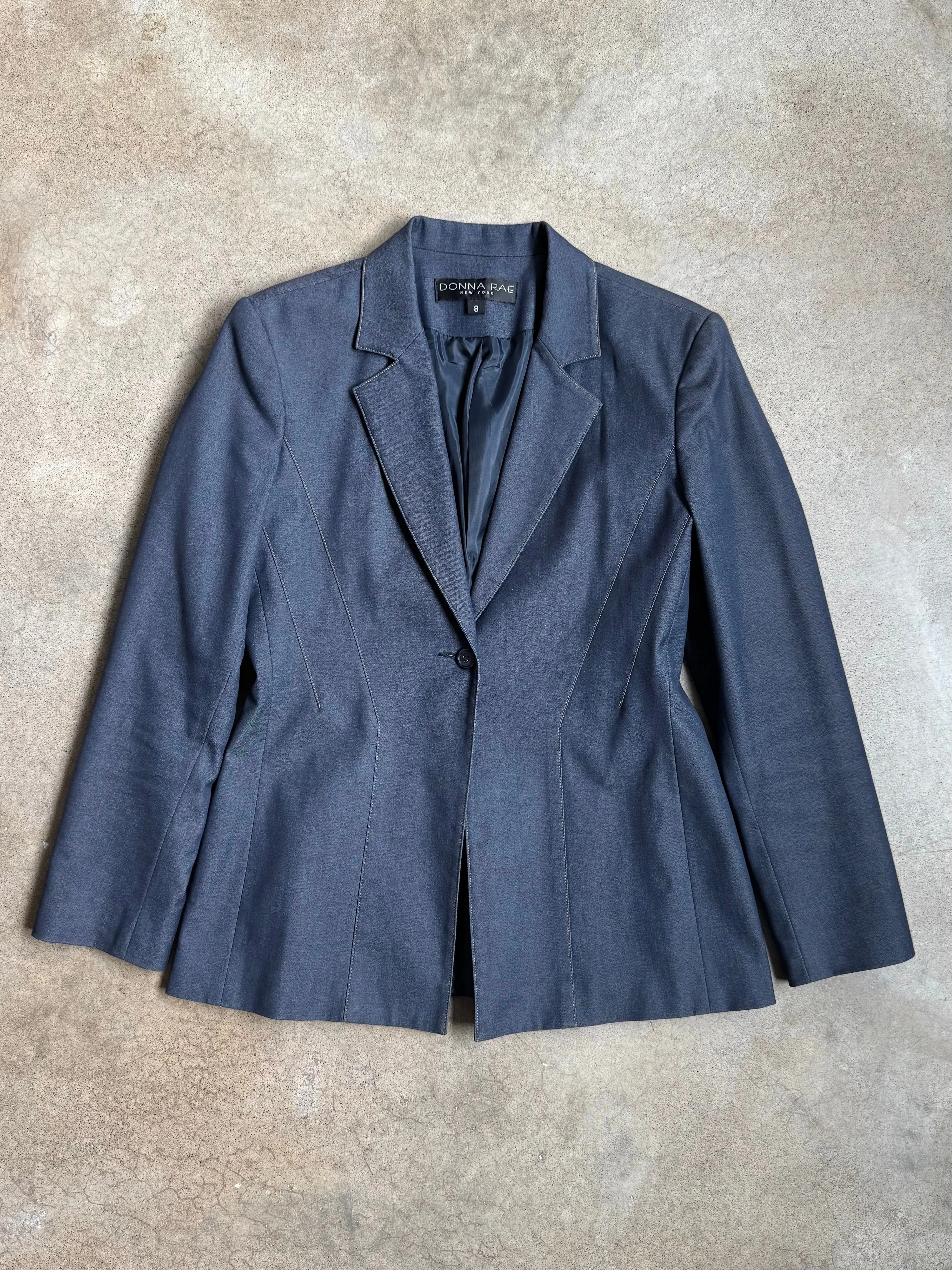 90s Vintage Dark Chambray Tailored Blazer (M)
