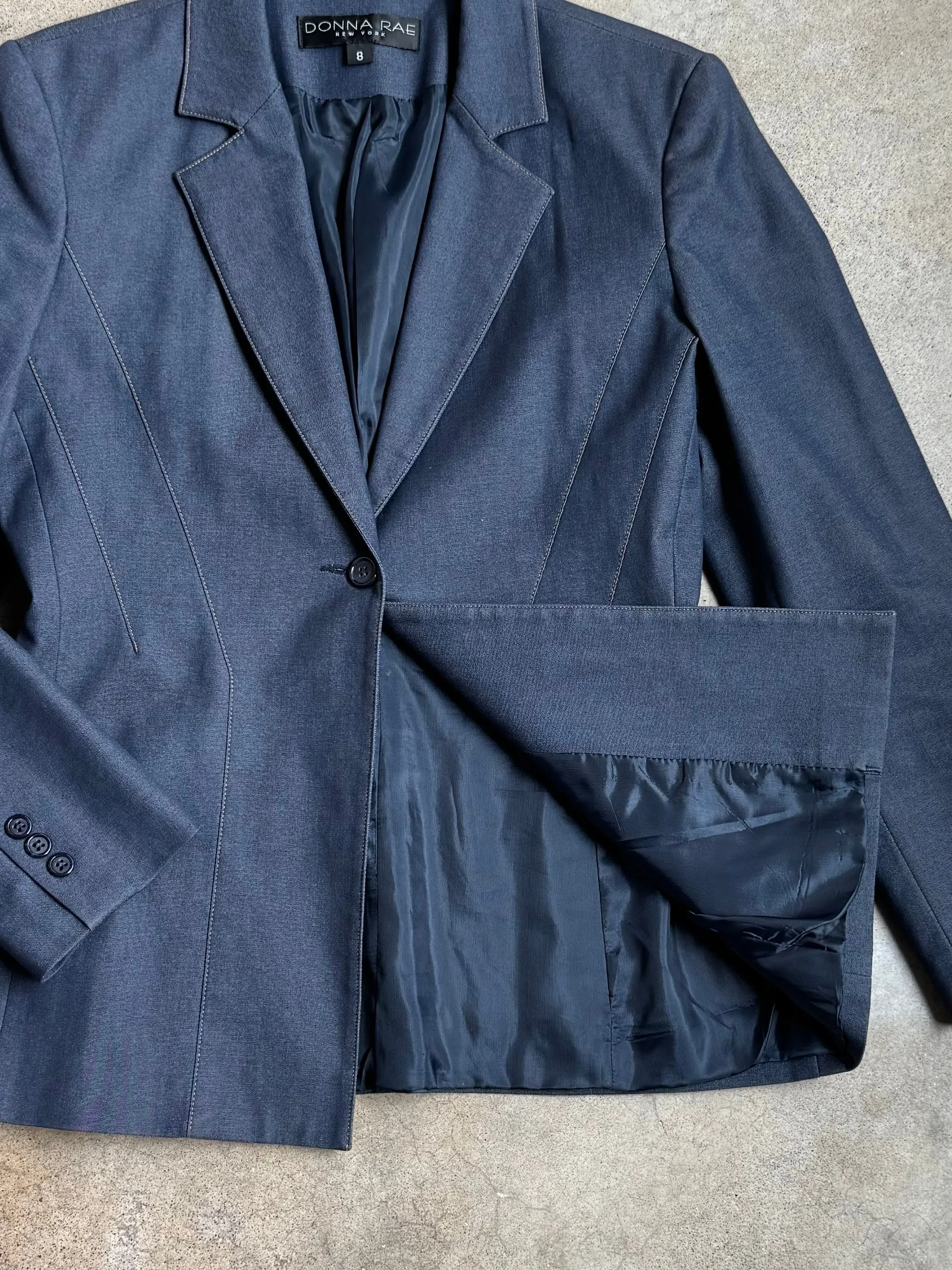 90s Vintage Dark Chambray Tailored Blazer (M)