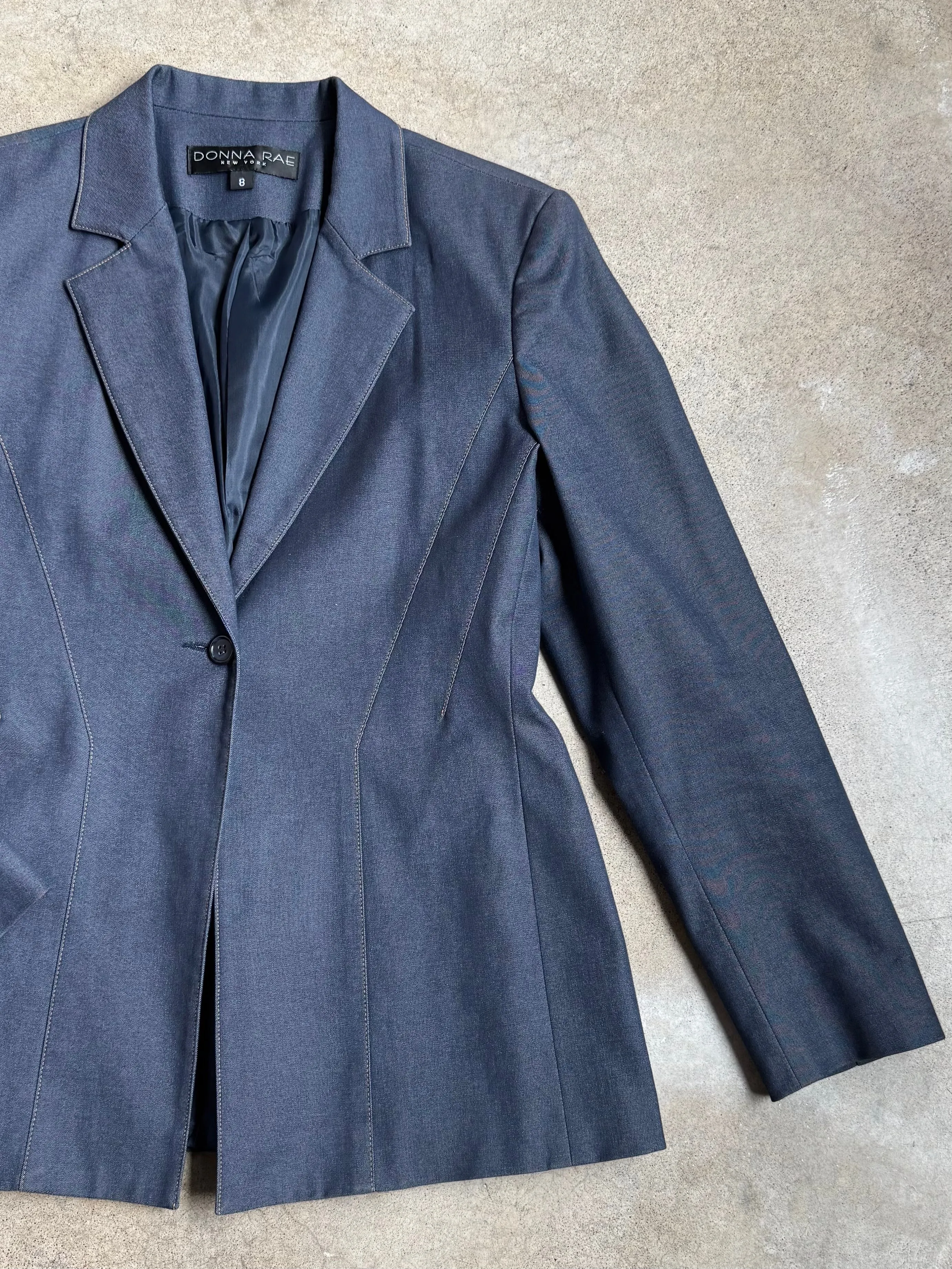 90s Vintage Dark Chambray Tailored Blazer (M)