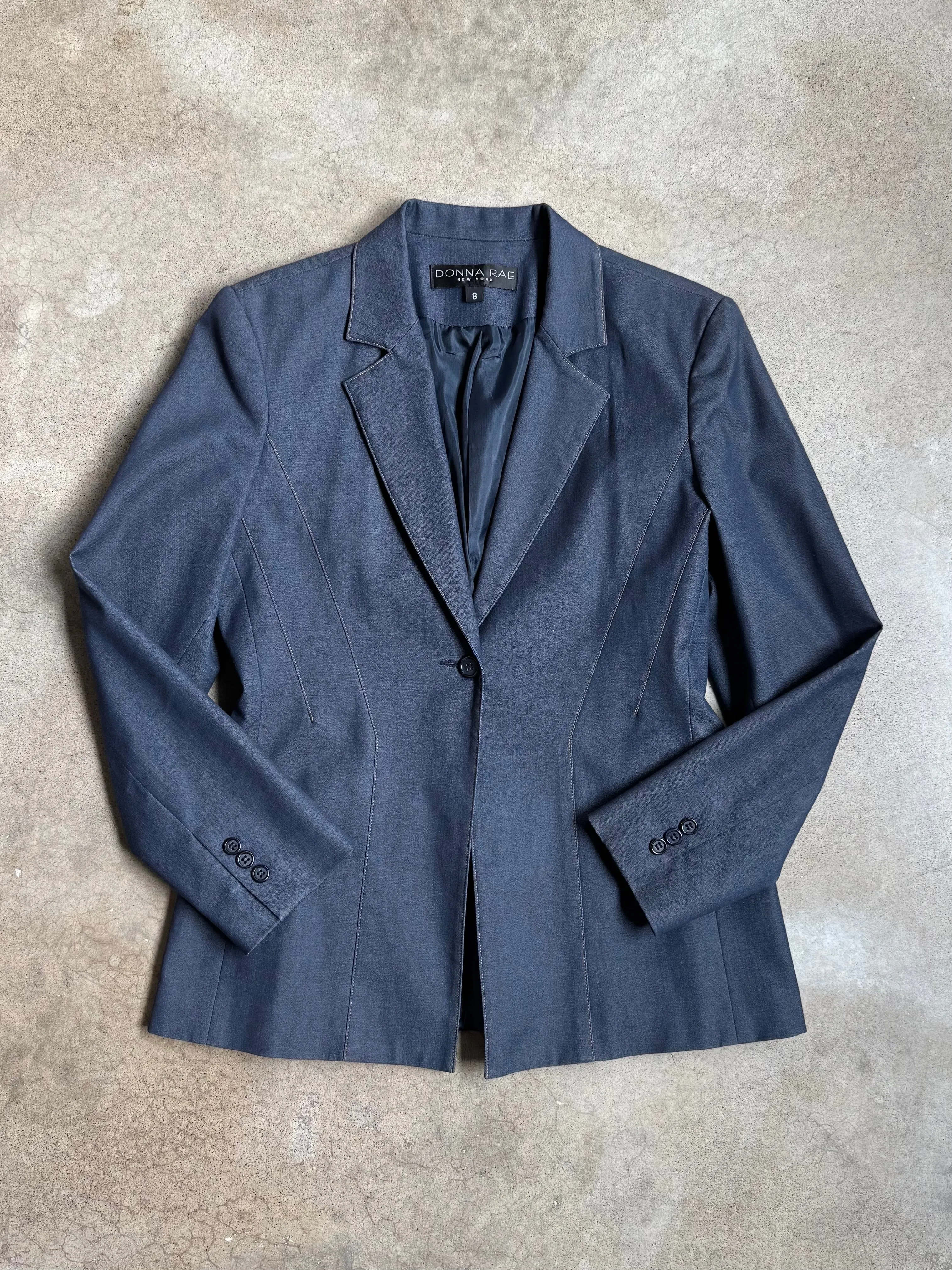90s Vintage Dark Chambray Tailored Blazer (M)