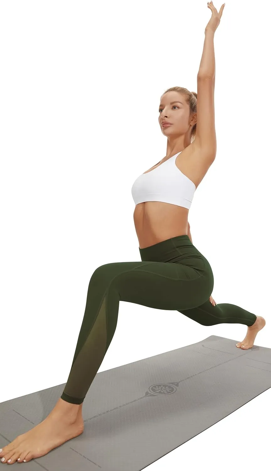 AFITNE Women’s High Waist Mesh Yoga Leggings with Side Pockets, Tummy Control Workout Squat-Proof Yoga Pants
