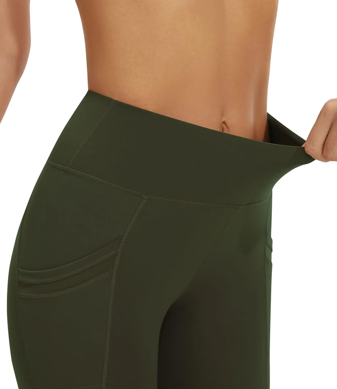 AFITNE Women’s High Waist Mesh Yoga Leggings with Side Pockets, Tummy Control Workout Squat-Proof Yoga Pants