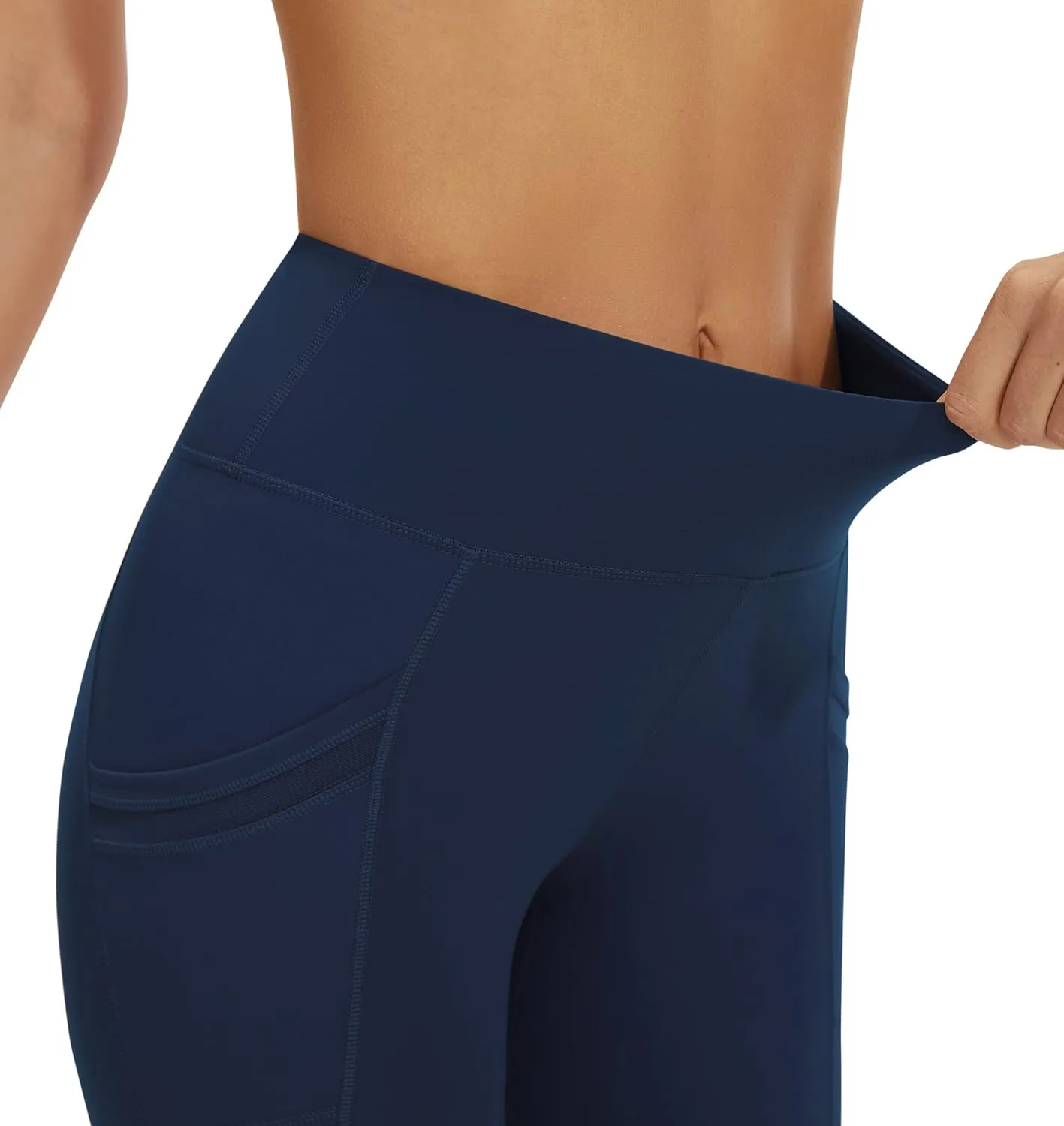 AFITNE Women’s High Waist Mesh Yoga Leggings with Side Pockets, Tummy Control Workout Squat-Proof Yoga Pants
