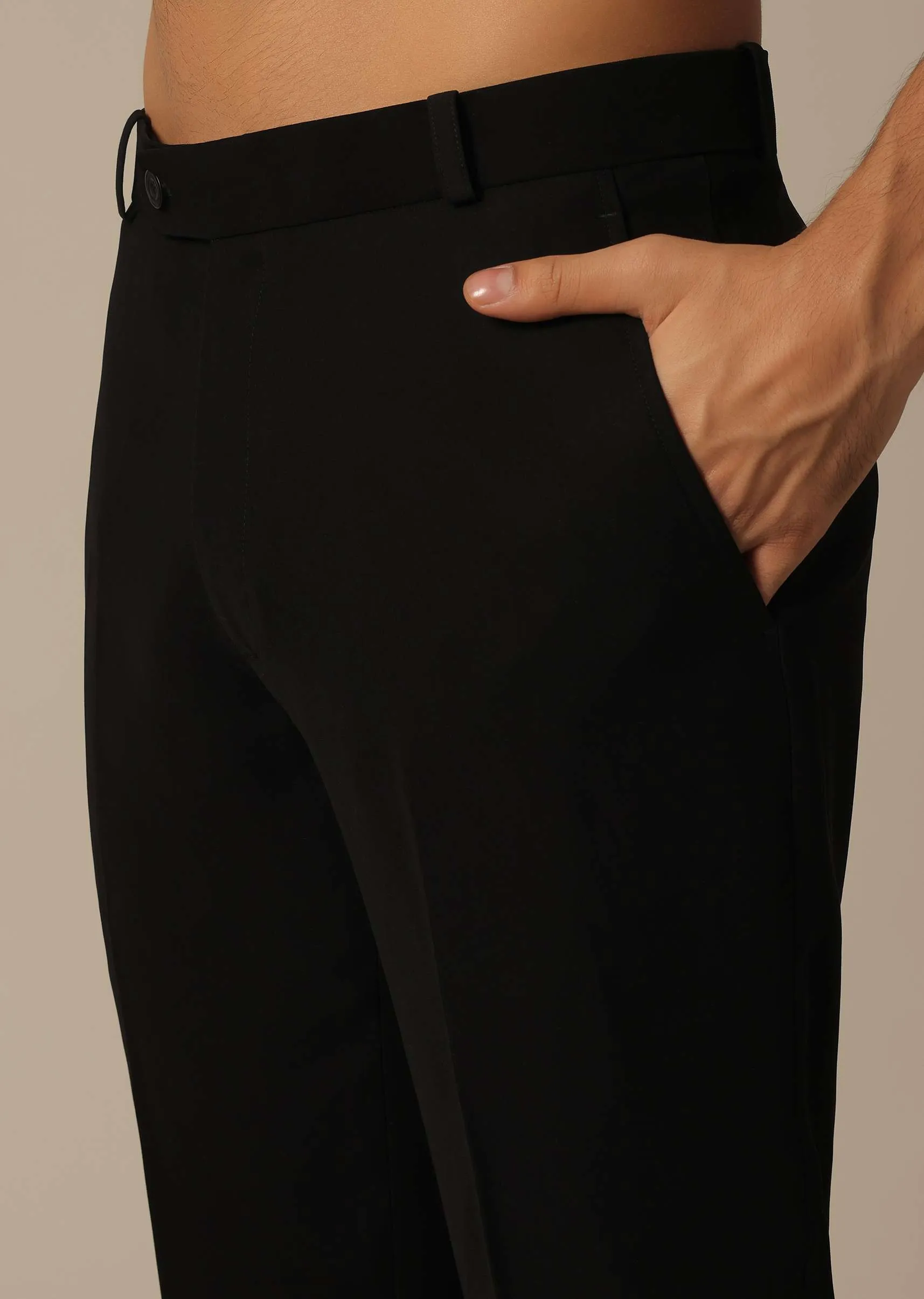 Black Blazer Set With Cutwork Detail