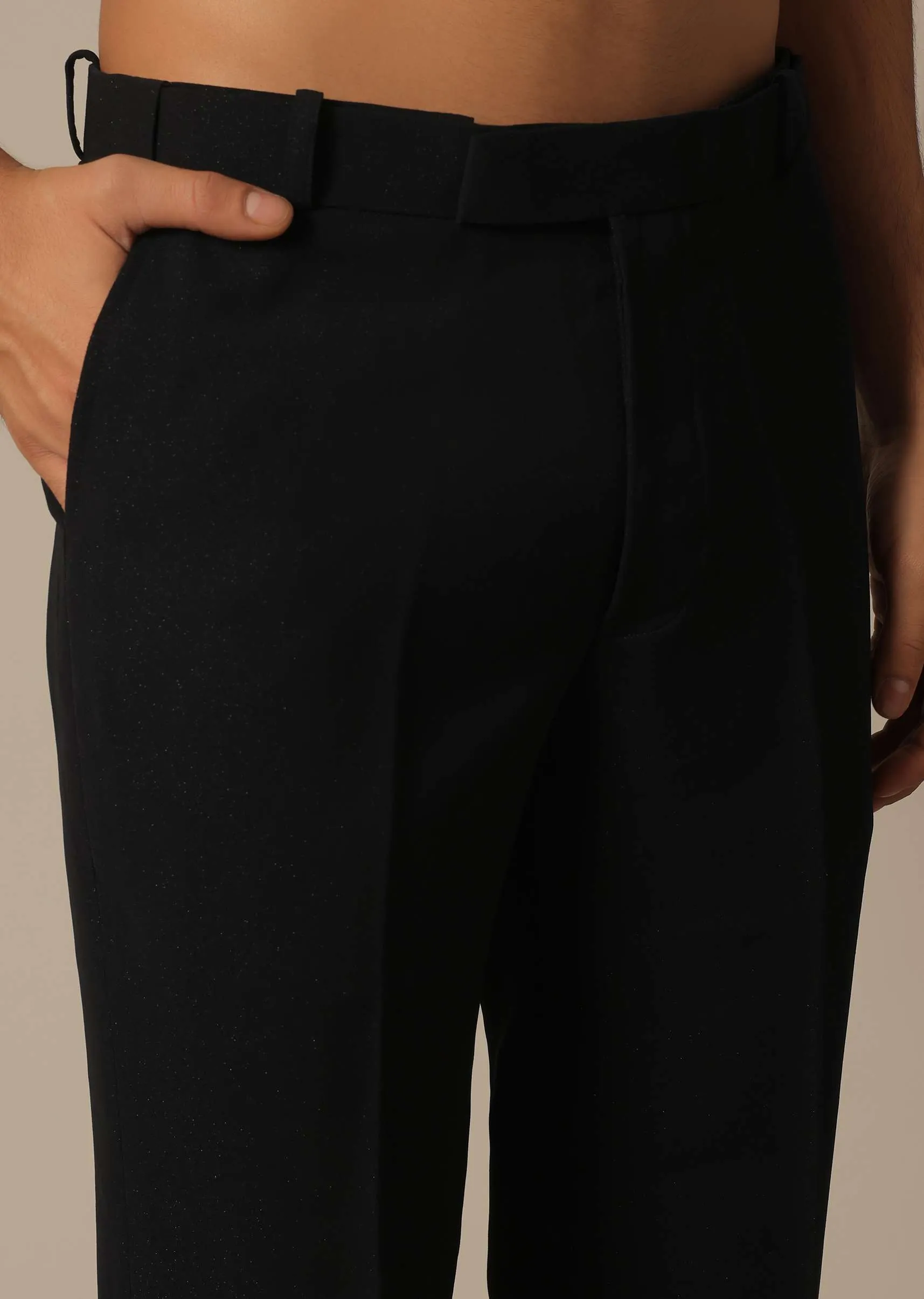 Black Blazer Set With Embroidered Detail