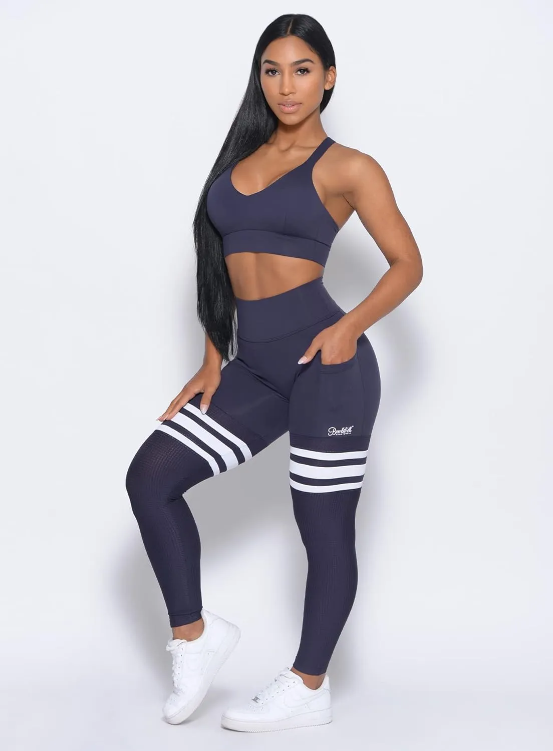 Bombshell Sportswear Perform Thigh High Leggings for Women with Pockets, Workout Running Yoga Leggings