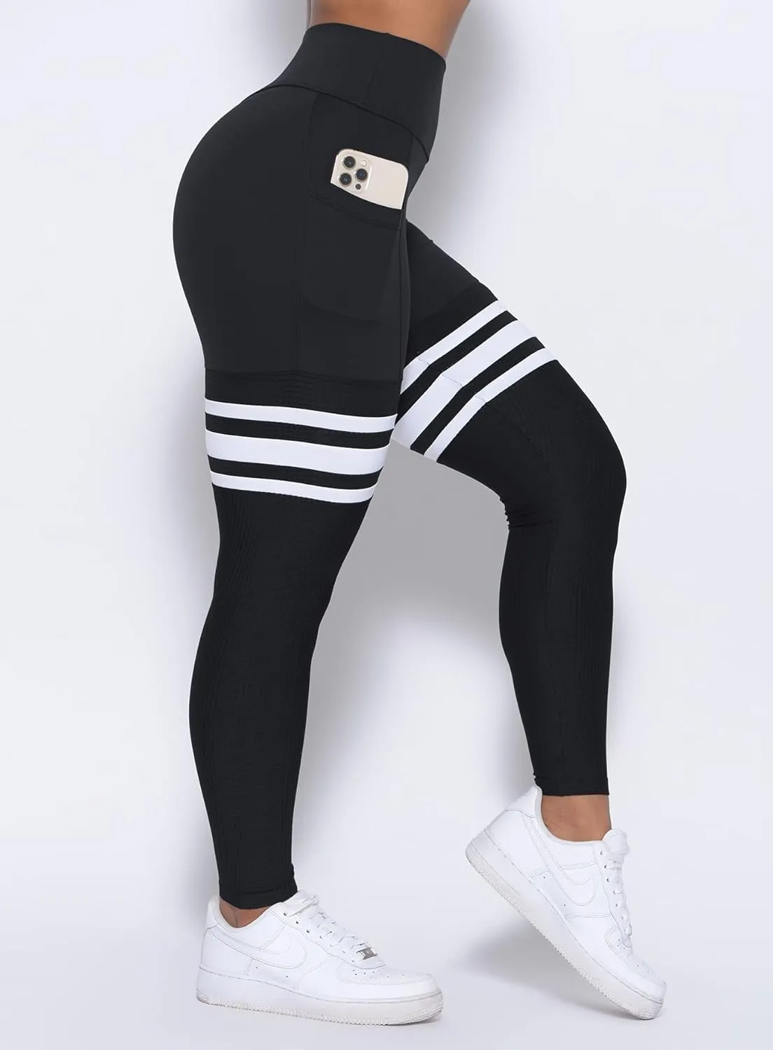 Bombshell Sportswear Perform Thigh High Leggings for Women with Pockets, Workout Running Yoga Leggings