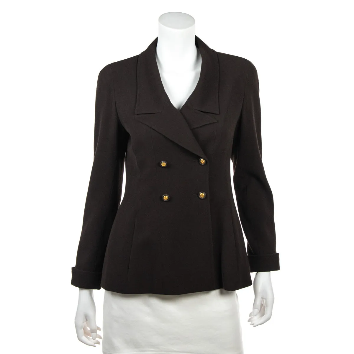 Chanel Brown Wool Crepe Jacket Size S