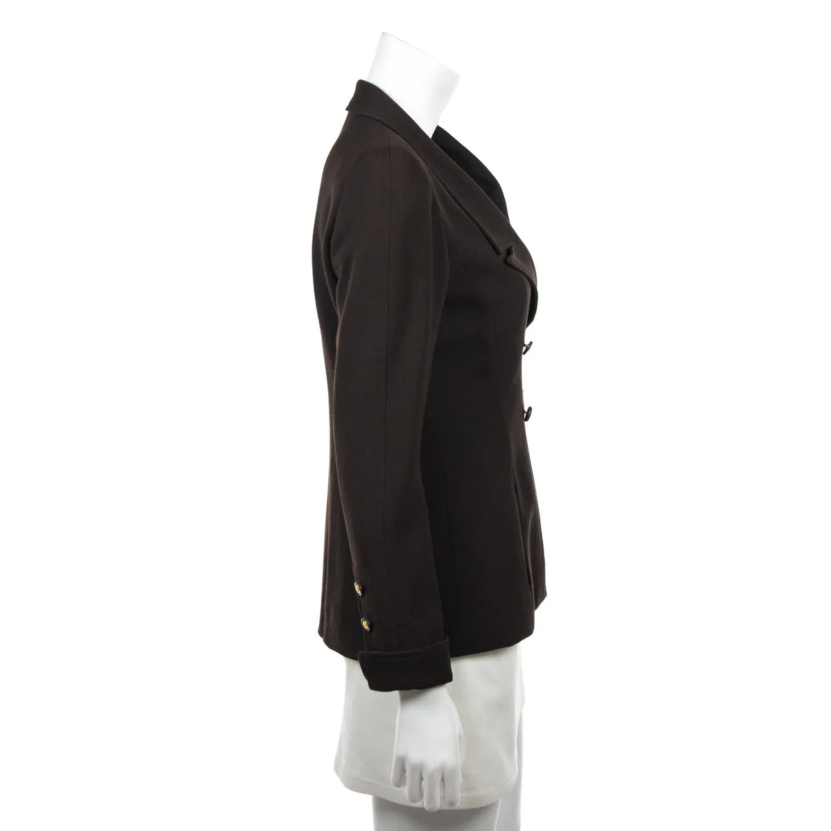 Chanel Brown Wool Crepe Jacket Size S