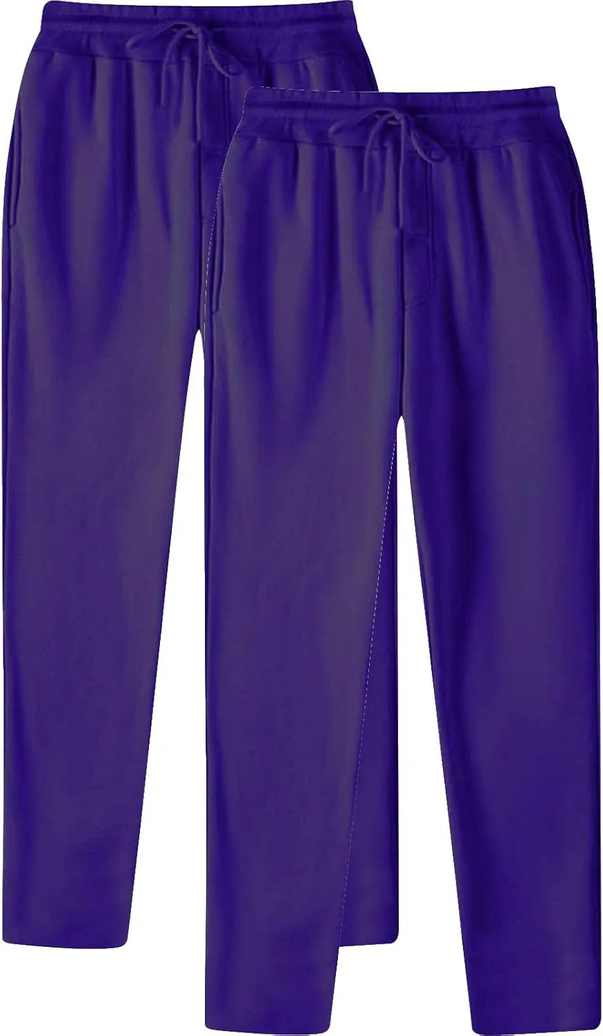 Finelylove Mens Sweatpants 2 Pack Open Bottom Fleece Joggers Straight Leg Running Workout Athletic Pants Casual Trousers