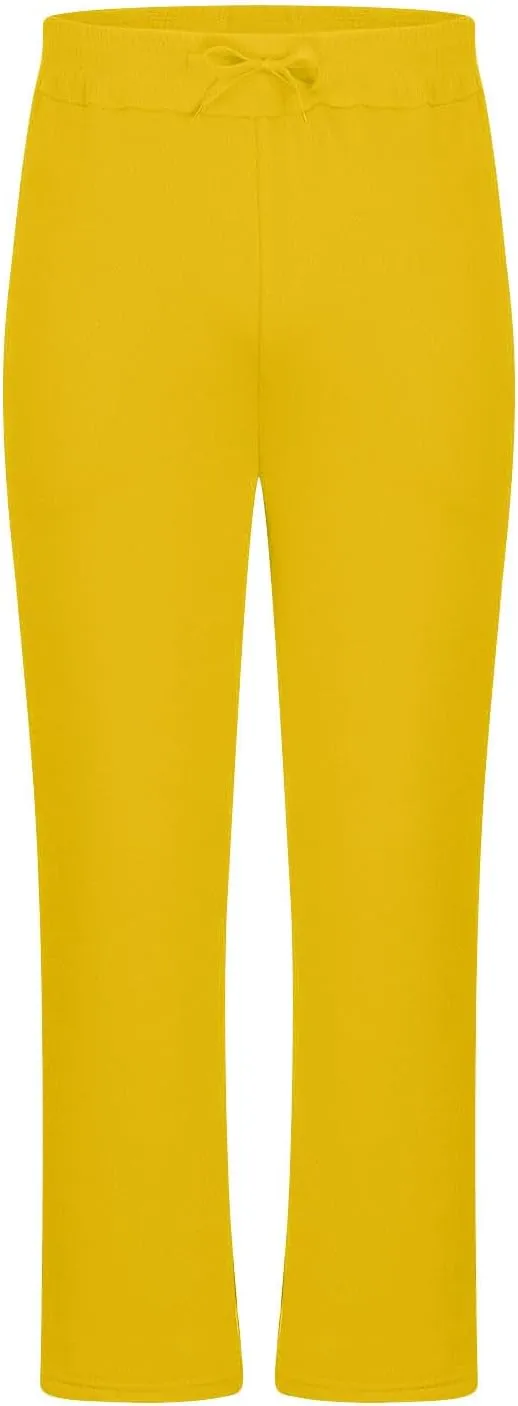 Finelylove Sweat Pants for Men Fleece Workout Joggers Pants Loose Straight Wide Leg Track Pants Solid Casual Trousers