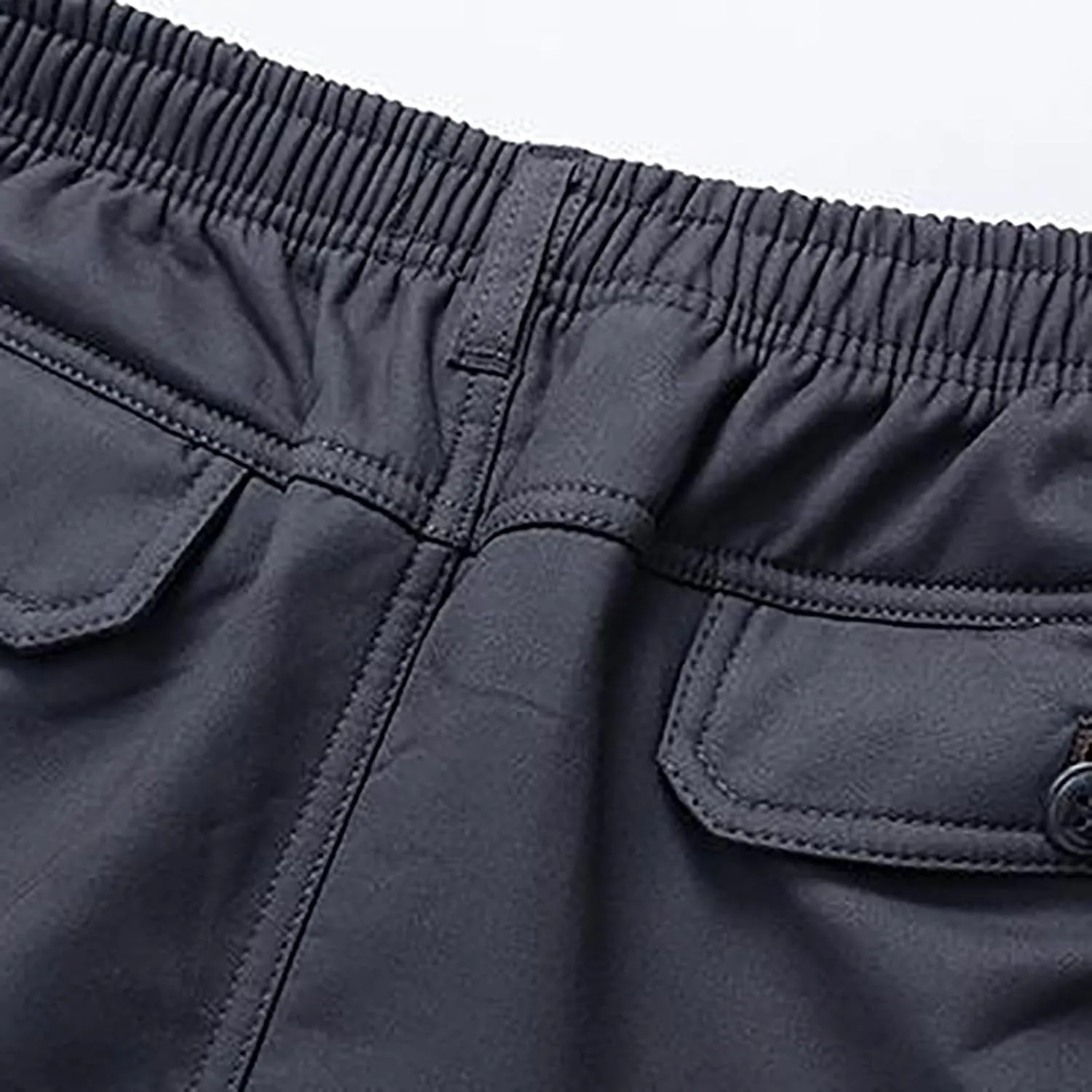 Fleece Lined Cargo Pants Men Warm Straight Leg Work Pants Plus Size Outdoor Thermal Winter Trousers with Multi Pocket