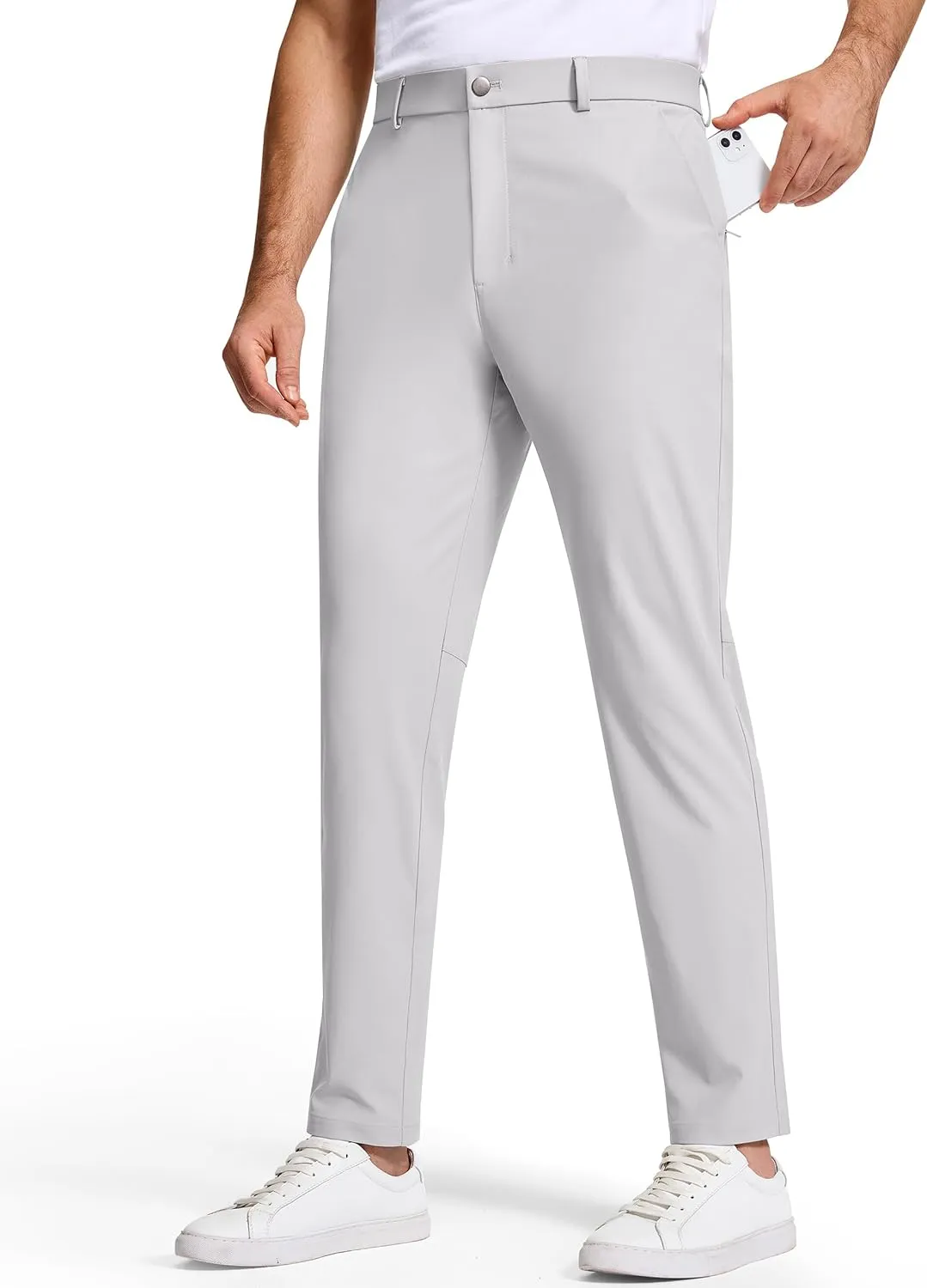 Golf Pants Men 30" 32" 34" Inseam 5 Pockets Stretch Slim Fit Lightweight Quick Dry Dress Chino Trousers
