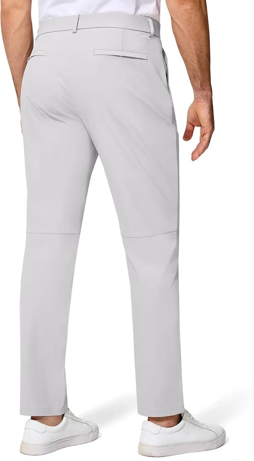 Golf Pants Men 30" 32" 34" Inseam 5 Pockets Stretch Slim Fit Lightweight Quick Dry Dress Chino Trousers