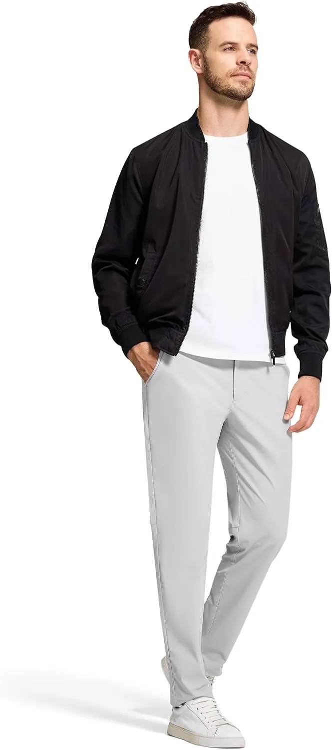 Golf Pants Men 30" 32" 34" Inseam 5 Pockets Stretch Slim Fit Lightweight Quick Dry Dress Chino Trousers