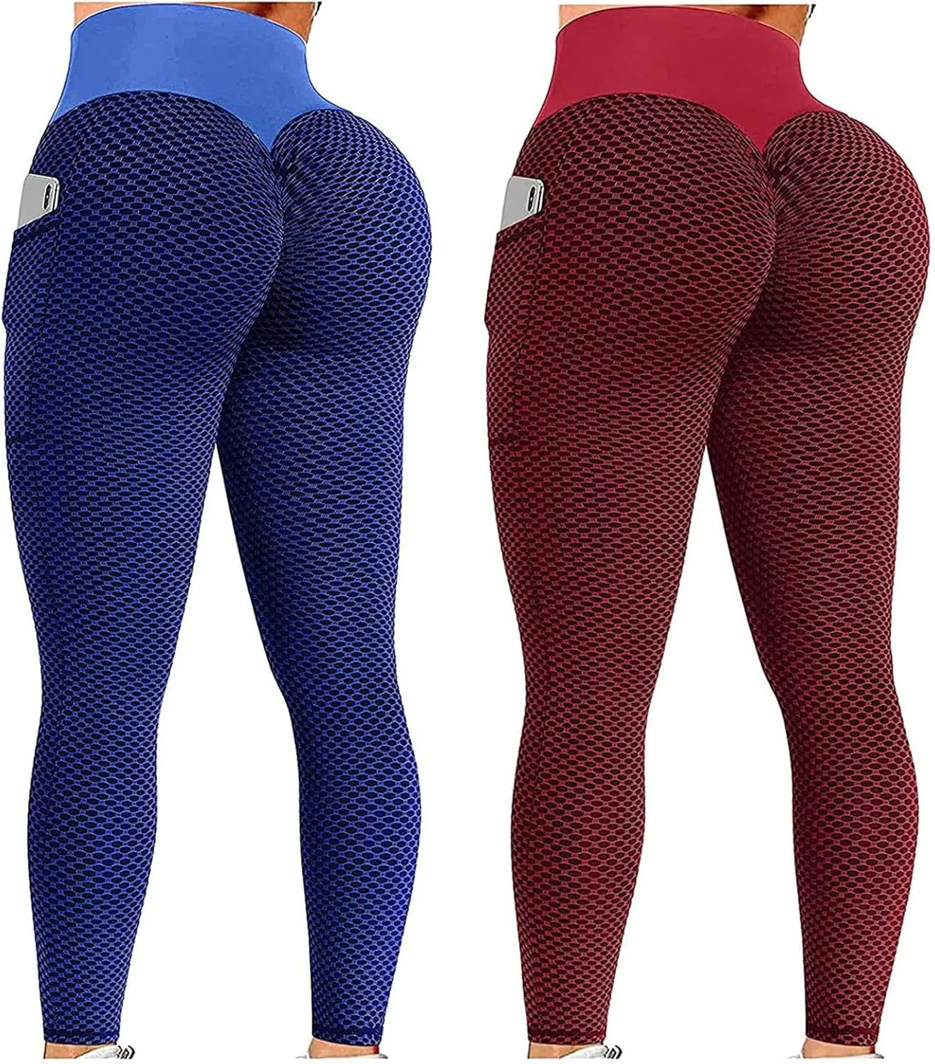 Ladmiple 2PCS Leggings for Women Butt Lift Tummy Control with Pockets Scrunch Booty High Waist Workout Yoga Pants Gym Tights