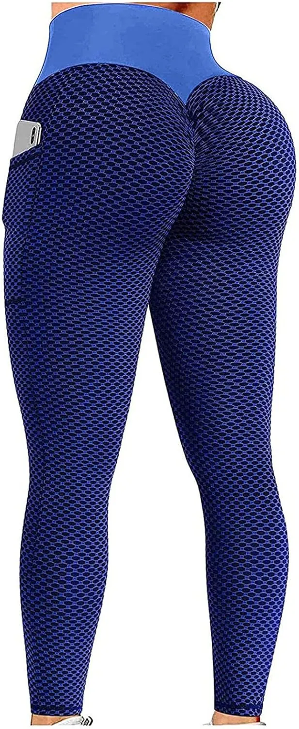 Ladmiple 2PCS Leggings for Women Butt Lift with Pockets Workout High Waist Running Tummy Control Sports Yoga Athletic Pants