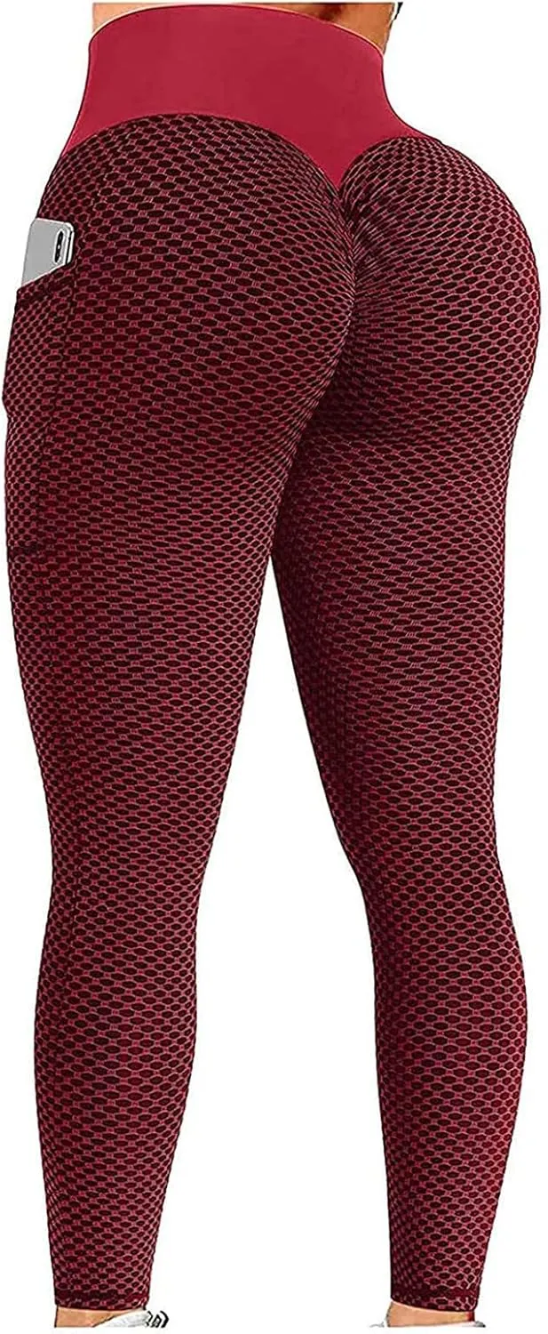 Ladmiple 2PCS Leggings for Women Butt Lift with Pockets Workout High Waist Running Tummy Control Sports Yoga Athletic Pants