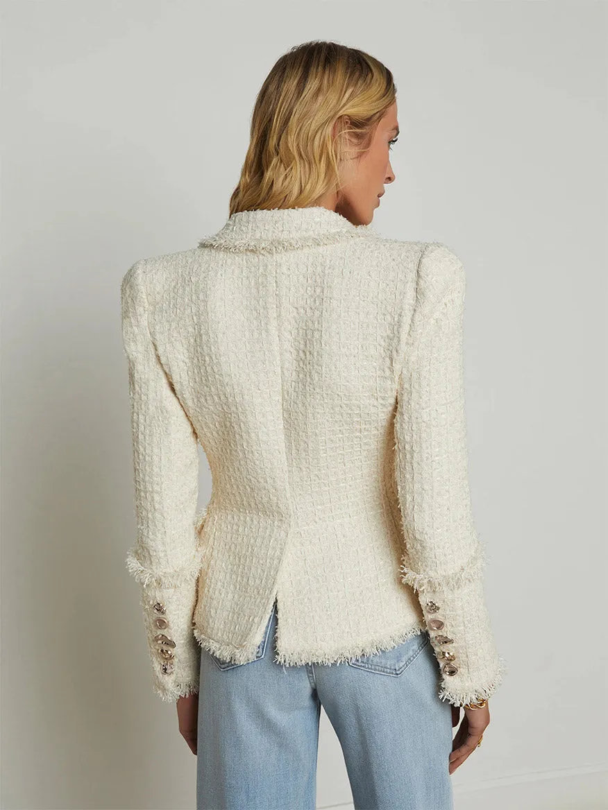 L'Agence Kaisley Tweed Blazer in Vintage White