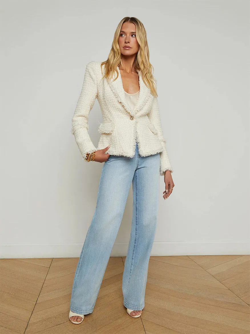 L'Agence Kaisley Tweed Blazer in Vintage White