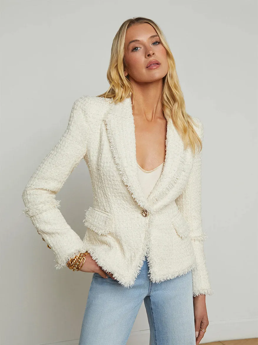 L'Agence Kaisley Tweed Blazer in Vintage White