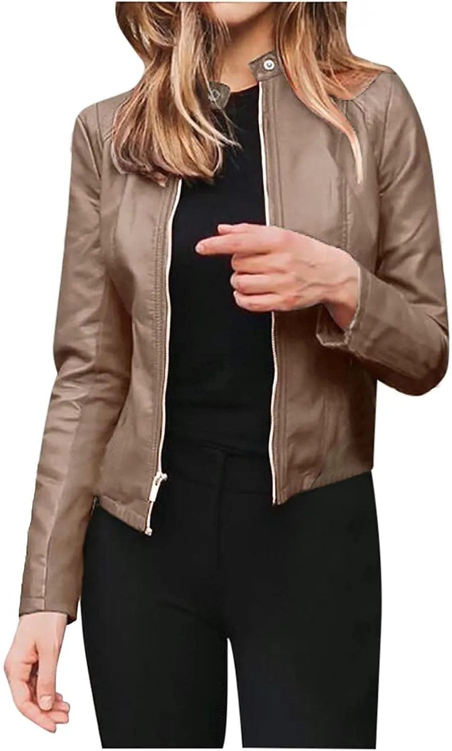 LCMTWX Winter Coats Solid Full Zip Snap Stand Collar Long Sleeve Cardigan Slim Jacket Coat for Vacation Daily Coats For