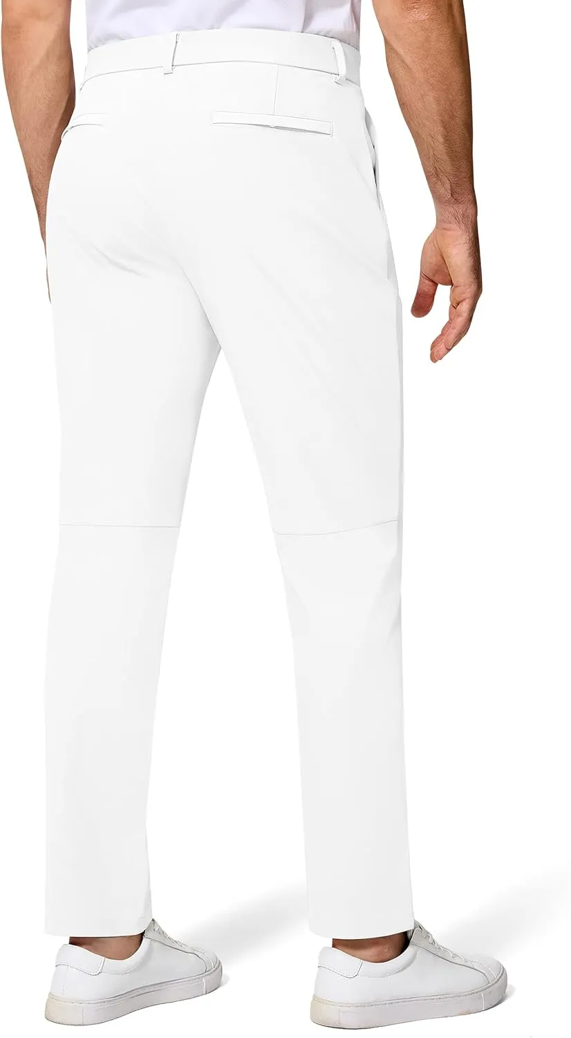 Men Golf Pants 30" Inseam 5 Pockets Slim Fit Stretch Lightweight Quick Dry Dress Chino Trousers for Work Casual