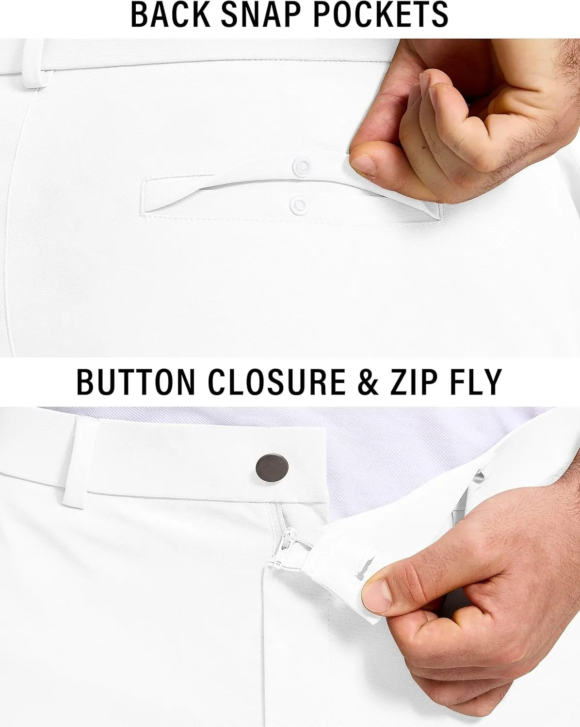 Men Golf Pants 30" Inseam 5 Pockets Slim Fit Stretch Lightweight Quick Dry Dress Chino Trousers for Work Casual