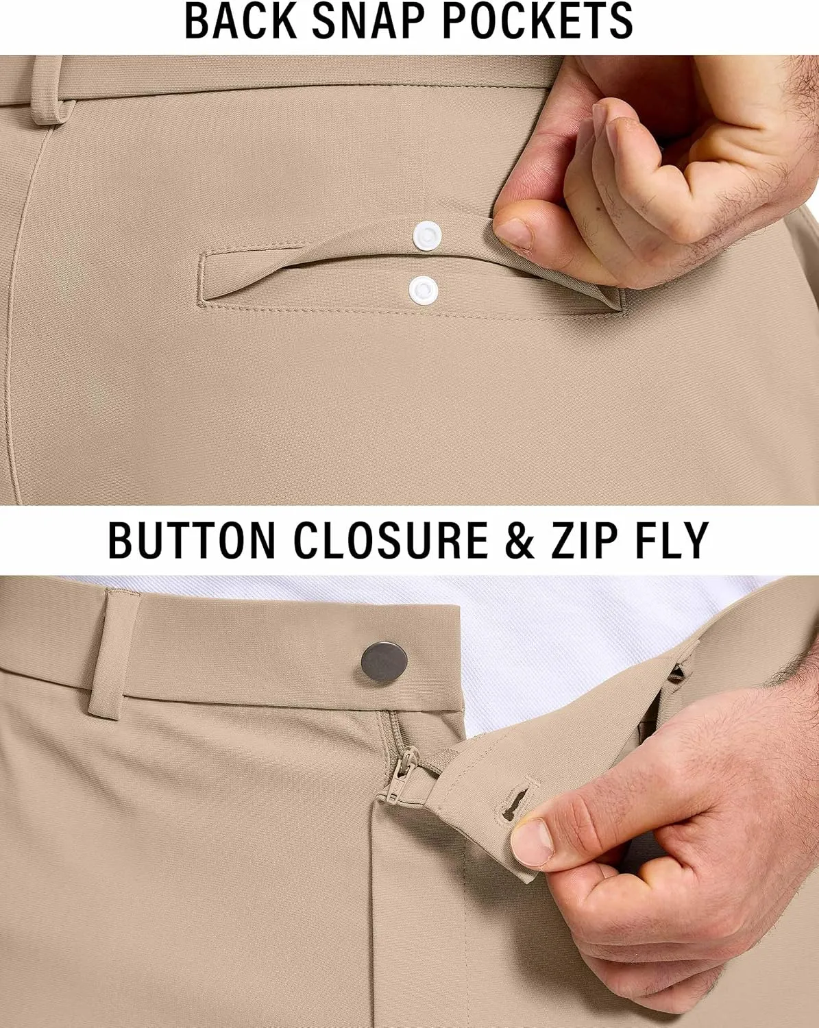 Men Golf Pants 30" Inseam 5 Pockets Slim Fit Stretch Lightweight Quick Dry Dress Chino Trousers for Work Casual