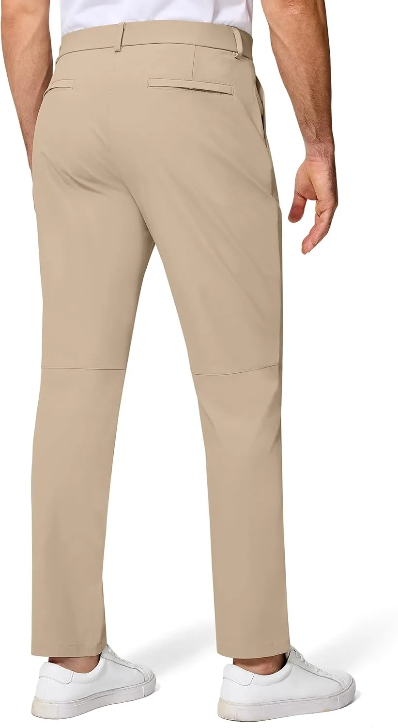 Men Golf Pants 30" Inseam 5 Pockets Slim Fit Stretch Lightweight Quick Dry Dress Chino Trousers for Work Casual
