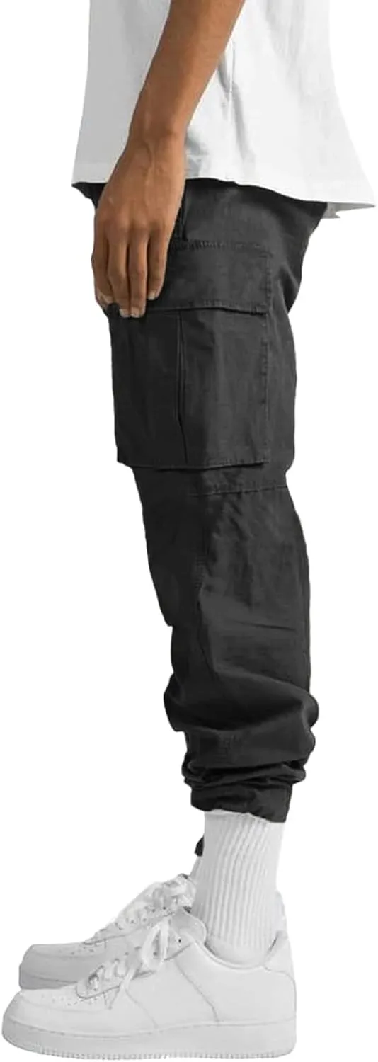 Mens Cargo Sweatpants Casual Jogging Sports Elastic with Pockets Men's Men's Pants Heavyweight Fleece Cargo