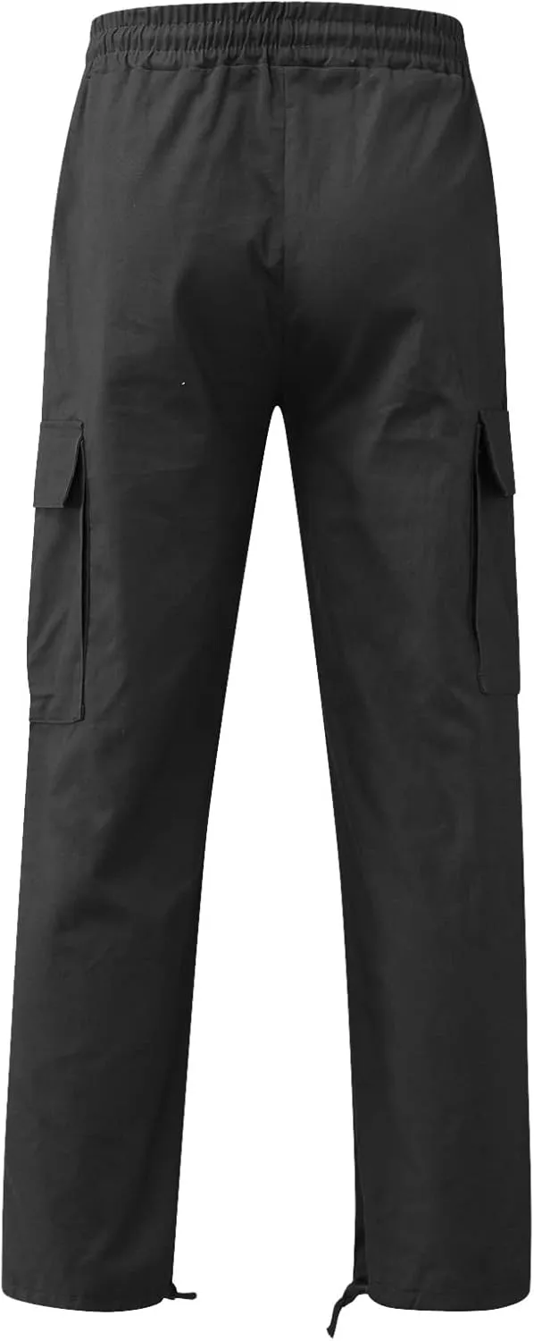 Mens Cargo Sweatpants Casual Jogging Sports Elastic with Pockets Men's Men's Pants Heavyweight Fleece Cargo