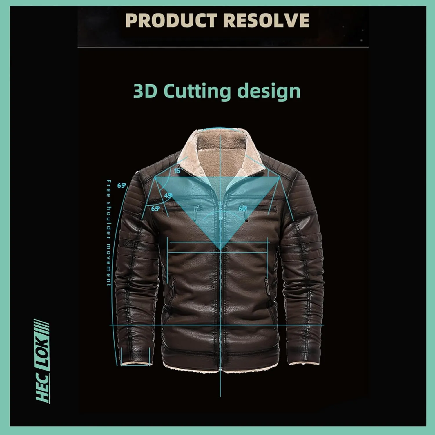 Men's Lamb Wool Bomber Coat Leather Sherpa Fleece Lined Jackets Heavyweight Suede Warm Winter Biker Coat＋Necklaces