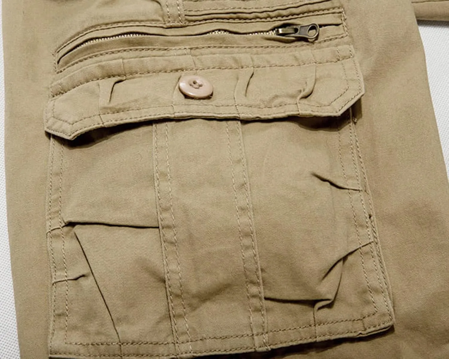 Men's Lightweight Casual Cargo Shorts Twill Zipper Pockets Outdoor Short Pants Cotton Military Army Short No Belt