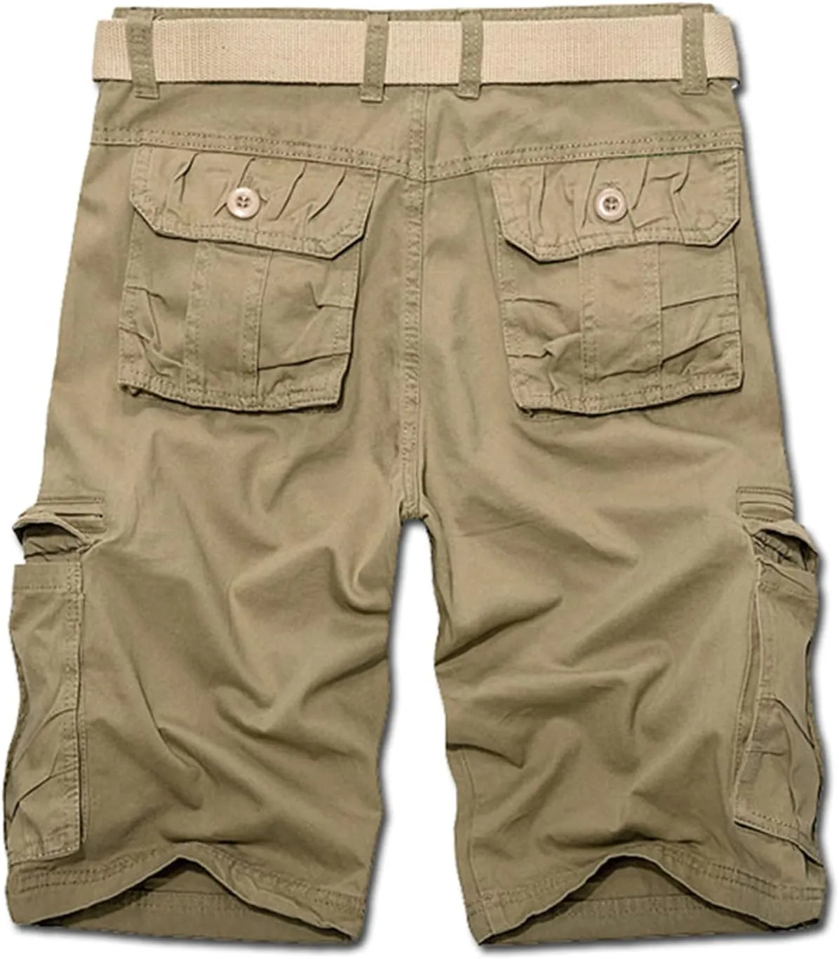 Men's Lightweight Casual Cargo Shorts Twill Zipper Pockets Outdoor Short Pants Cotton Military Army Short No Belt