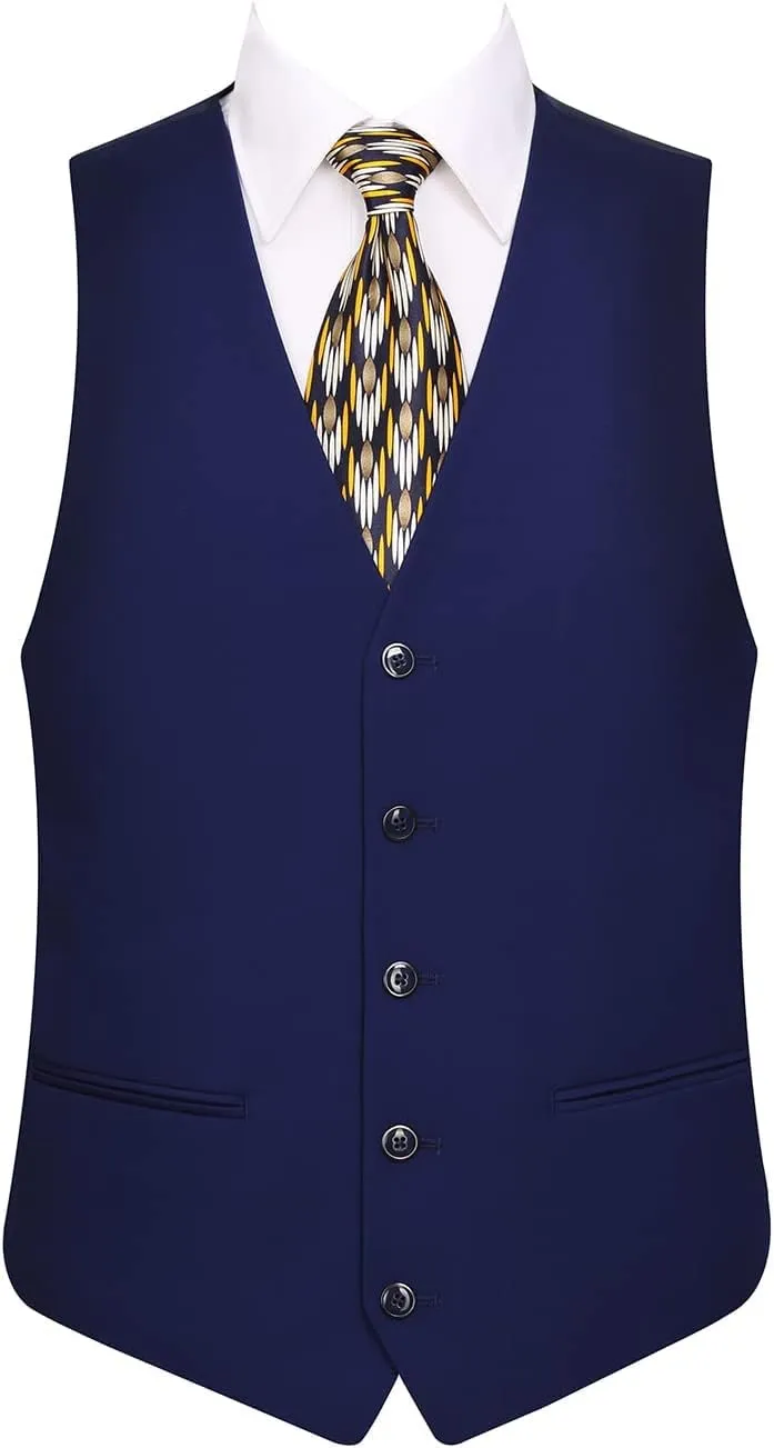 Men's Suits 3 Piece Slim Fit Suit Set Two Buttons Solid Business Suit Jacket Blazer Pants & Vest