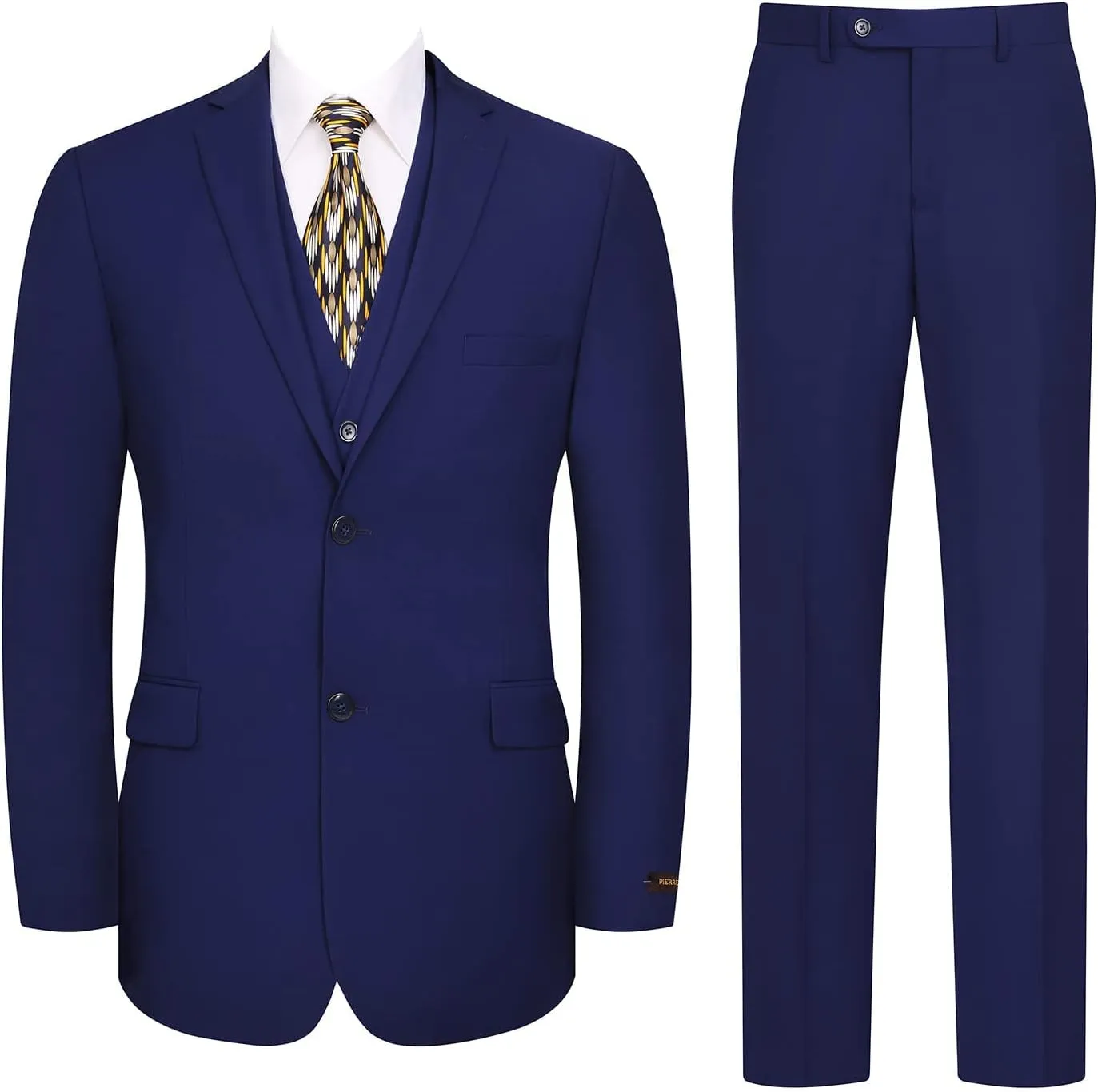 Men's Suits 3 Piece Slim Fit Suit Set Two Buttons Solid Business Suit Jacket Blazer Pants & Vest