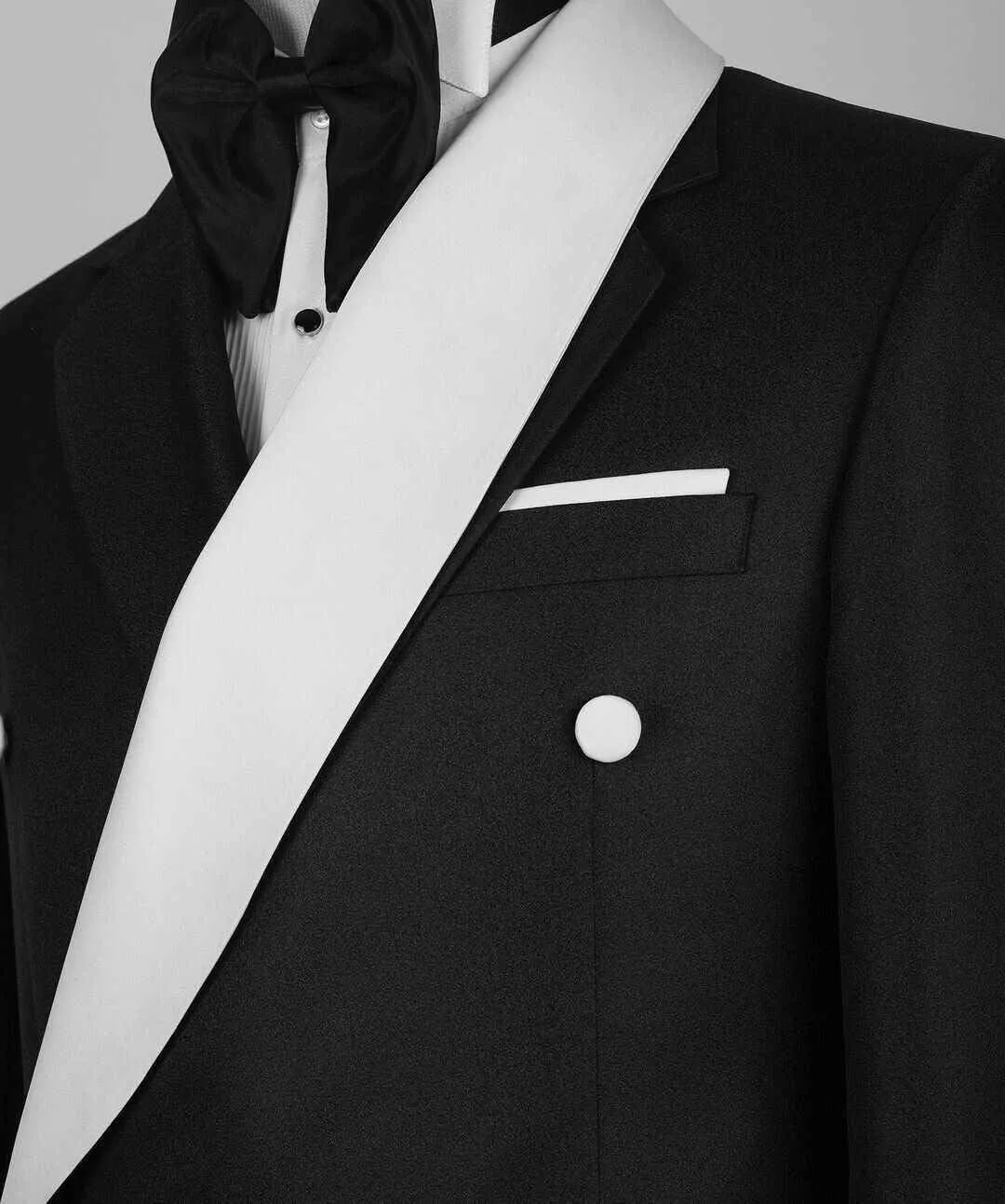 Men's Tux Jacket One-Button Shawl Lapel Blazer with White Trim, Formal Wear for Weddings and Dinners