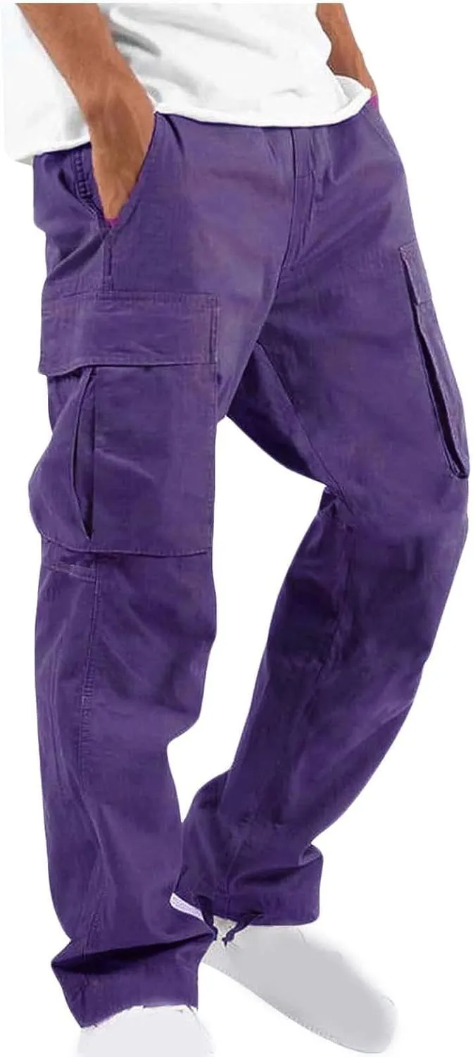 Muscularfit Sweatpants for Men Causal Cotton Multi Pockets Cargo Pants 2023 Baggy Joggers Athletic Pants Loose Fit Sweatpants