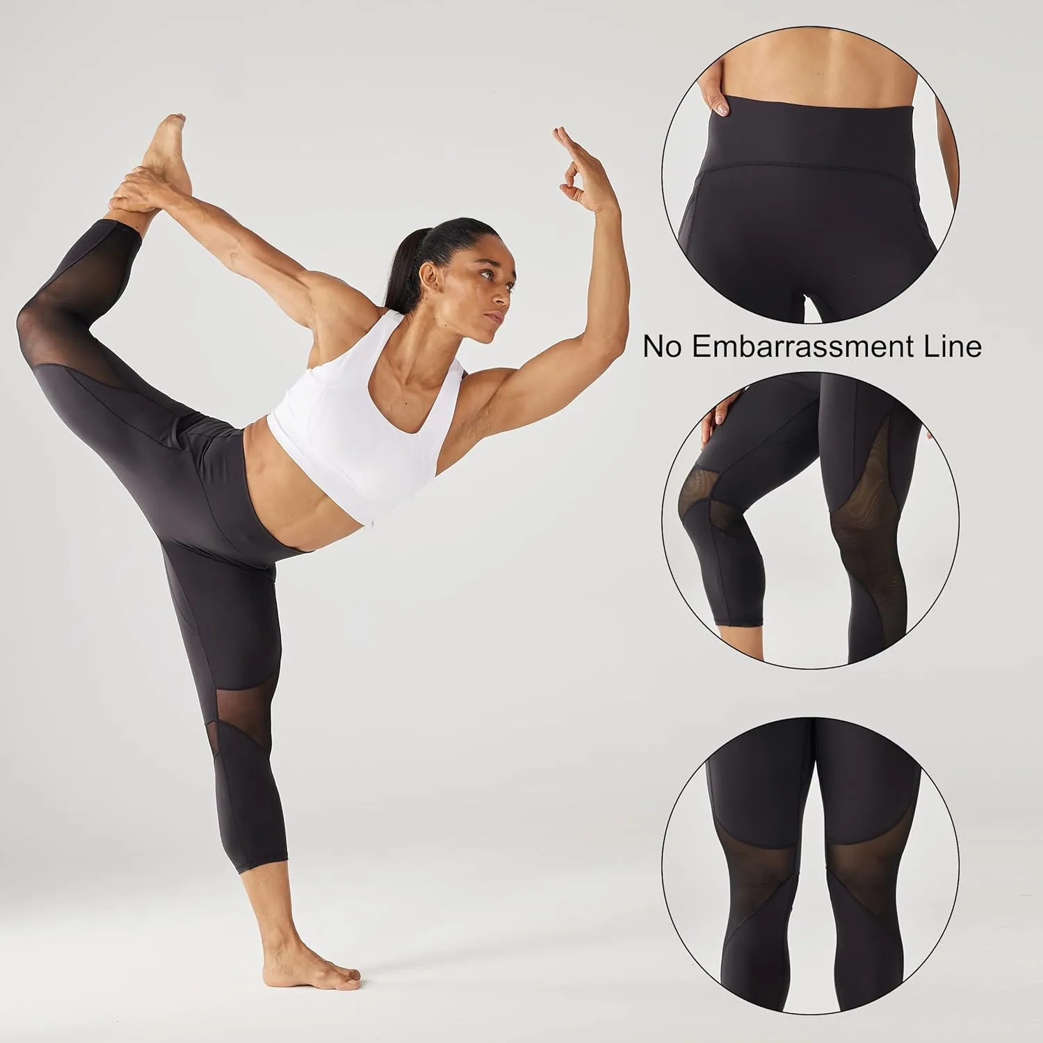 ONGASOFT High Waisted Yoga Pants for Women Running Workout Mesh Leggings Side Pockets Squat Proof Tummy Control