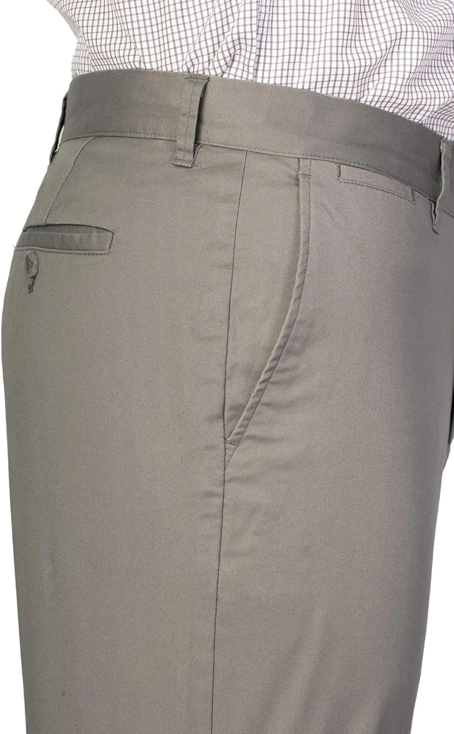 P&L Men's Casual Pants Straight Fit Cotton Stretch Flat Front Trousers for Man