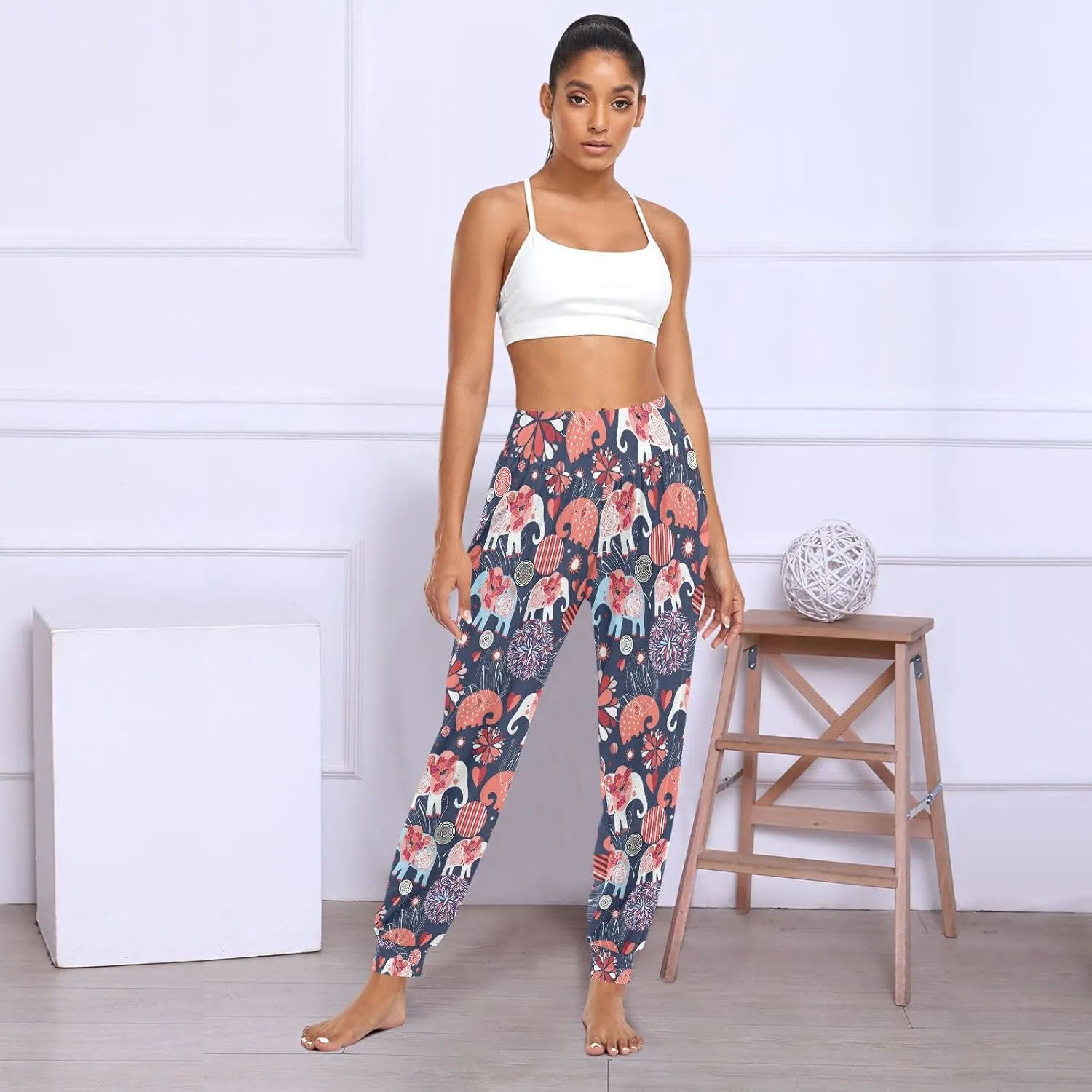 Poeticcity Women Thin Trousers Lounge Harem Sweatpants Yoga Leggings Dance Pants(S-2XL)