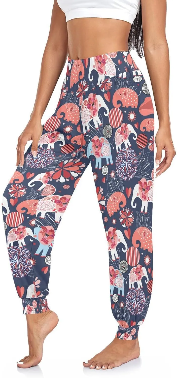 Poeticcity Women Thin Trousers Lounge Harem Sweatpants Yoga Leggings Dance Pants(S-2XL)