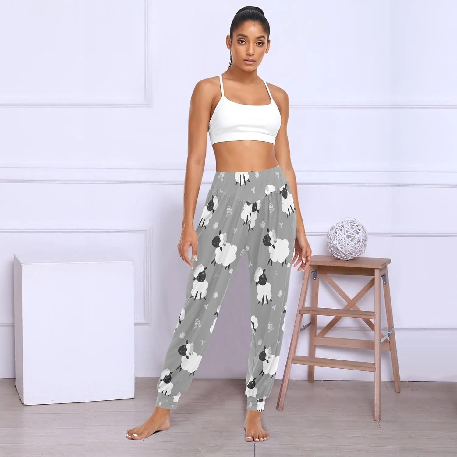 Poeticcity Women Thin Trousers Lounge Harem Sweatpants Yoga Leggings Dance Pants(S-2XL)