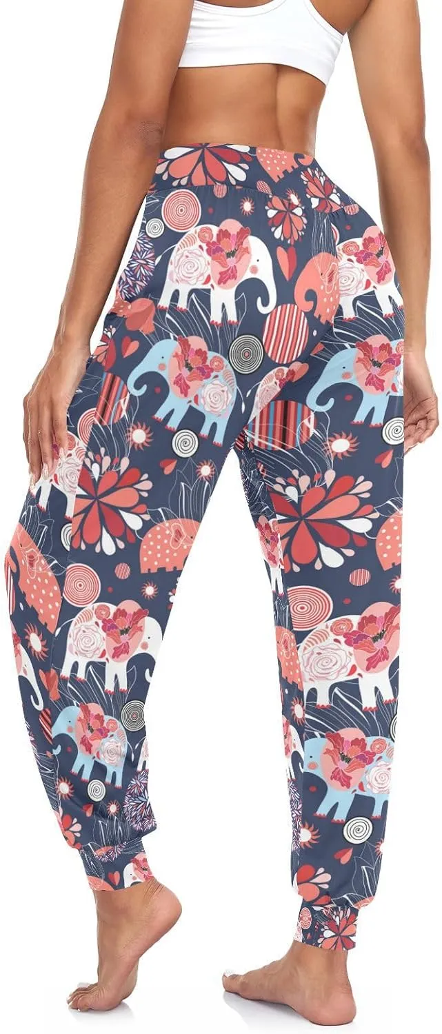 Poeticcity Women Thin Trousers Lounge Harem Sweatpants Yoga Leggings Dance Pants(S-2XL)