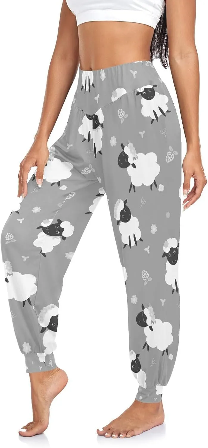 Poeticcity Women Thin Trousers Lounge Harem Sweatpants Yoga Leggings Dance Pants(S-2XL)