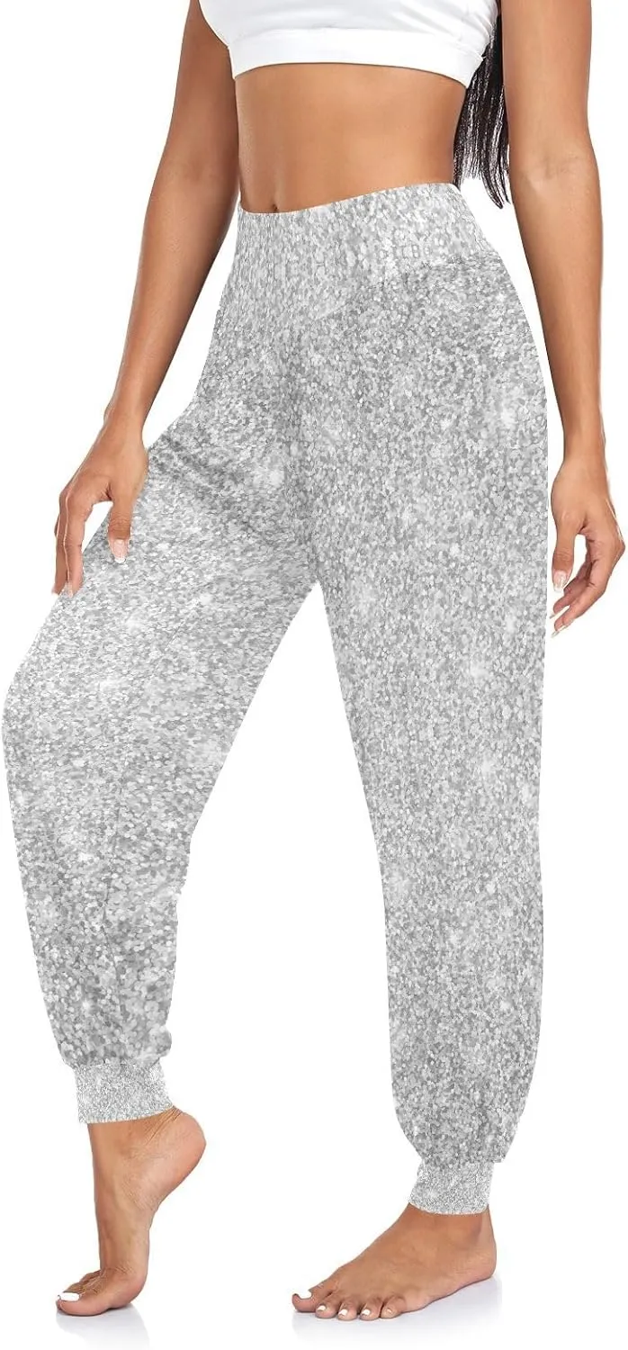 Poeticcity Women Thin Trousers Lounge Harem Sweatpants Yoga Leggings Dance Pants(S-2XL)