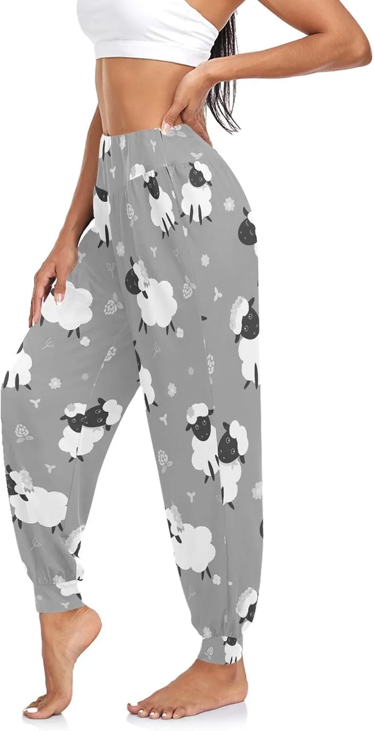 Poeticcity Women Thin Trousers Lounge Harem Sweatpants Yoga Leggings Dance Pants(S-2XL)